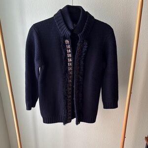 RACHEL Rachel Roy Blue Cardigan Sweater with Shawl Collar
